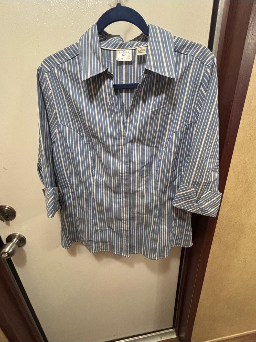 Lee Woman’s Blue and White Striped Button-Down Shirt